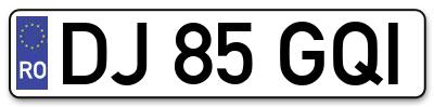 Placuta inmatriculare numar auto  DJ-85-GQI, DJ 85 GQI, DJ85GQI