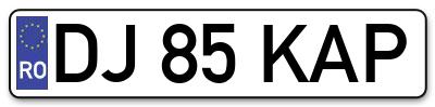 Placuta inmatriculare numar auto  DJ-85-KAP, DJ 85 KAP, DJ85KAP