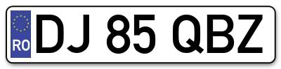Placuta inmatriculare numar auto  DJ-85-QBZ, DJ 85 QBZ, DJ85QBZ