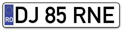 Placuta inmatriculare numar auto  DJ-85-RNE, DJ 85 RNE, DJ85RNE