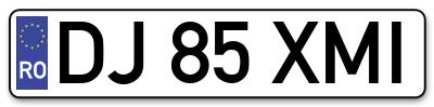 Placuta inmatriculare numar auto  DJ-85-XMI, DJ 85 XMI, DJ85XMI