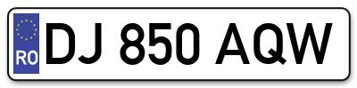 Placuta inmatriculare numar auto  DJ-850-AQW, DJ 850 AQW, DJ850AQW