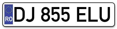 Placuta inmatriculare numar auto  DJ-855-ELU, DJ 855 ELU, DJ855ELU