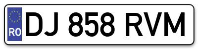 Placuta inmatriculare numar auto  DJ-858-RVM, DJ 858 RVM, DJ858RVM
