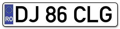Placuta inmatriculare numar auto  DJ-86-CLG, DJ 86 CLG, DJ86CLG