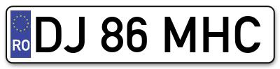 Placuta inmatriculare numar auto  DJ-86-MHC, DJ 86 MHC, DJ86MHC