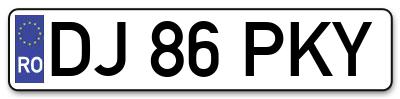 Placuta inmatriculare numar auto  DJ-86-PKY, DJ 86 PKY, DJ86PKY