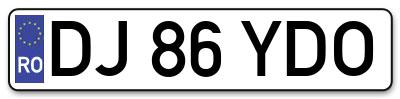 Placuta inmatriculare numar auto  DJ-86-YDO, DJ 86 YDO, DJ86YDO