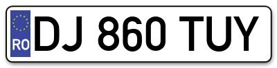 Placuta inmatriculare numar auto  DJ-860-TUY, DJ 860 TUY, DJ860TUY