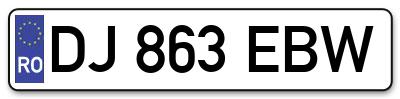 Placuta inmatriculare numar auto  DJ-863-EBW, DJ 863 EBW, DJ863EBW