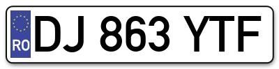 Placuta inmatriculare numar auto  DJ-863-YTF, DJ 863 YTF, DJ863YTF