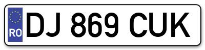 Placuta inmatriculare numar auto  DJ-869-CUK, DJ 869 CUK, DJ869CUK