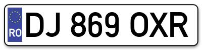 Placuta inmatriculare numar auto  DJ-869-OXR, DJ 869 OXR, DJ869OXR