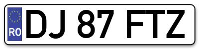 Placuta inmatriculare numar auto  DJ-87-FTZ, DJ 87 FTZ, DJ87FTZ