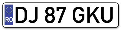 Placuta inmatriculare numar auto  DJ-87-GKU, DJ 87 GKU, DJ87GKU