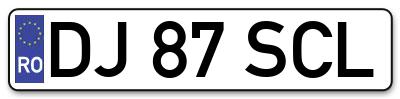 Placuta inmatriculare numar auto  DJ-87-SCL, DJ 87 SCL, DJ87SCL