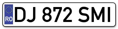 Placuta inmatriculare numar auto  DJ-872-SMI, DJ 872 SMI, DJ872SMI