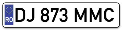Placuta inmatriculare numar auto  DJ-873-MMC, DJ 873 MMC, DJ873MMC