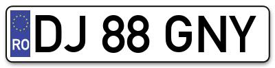 Placuta inmatriculare numar auto  DJ-88-GNY, DJ 88 GNY, DJ88GNY