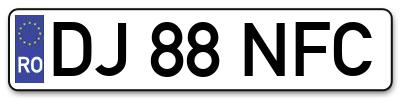 Placuta inmatriculare numar auto  DJ-88-NFC, DJ 88 NFC, DJ88NFC