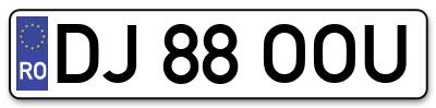 Placuta inmatriculare numar auto  DJ-88-OOU, DJ 88 OOU, DJ88OOU