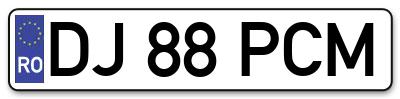 Placuta inmatriculare numar auto  DJ-88-PCM, DJ 88 PCM, DJ88PCM