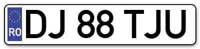 Placuta inmatriculare numar auto  DJ-88-TJU, DJ 88 TJU, DJ88TJU