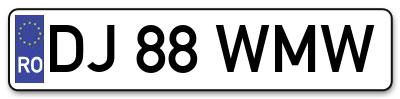 Placuta inmatriculare numar auto  DJ-88-WMW, DJ 88 WMW, DJ88WMW