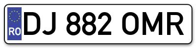 Placuta inmatriculare numar auto  DJ-882-OMR, DJ 882 OMR, DJ882OMR