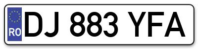 Placuta inmatriculare numar auto  DJ-883-YFA, DJ 883 YFA, DJ883YFA