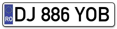 Placuta inmatriculare numar auto  DJ-886-YOB, DJ 886 YOB, DJ886YOB
