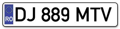 Placuta inmatriculare numar auto  DJ-889-MTV, DJ 889 MTV, DJ889MTV