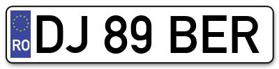 Placuta inmatriculare numar auto  DJ-89-BER, DJ 89 BER, DJ89BER