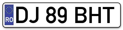 Placuta inmatriculare numar auto  DJ-89-BHT, DJ 89 BHT, DJ89BHT