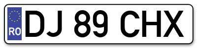 Placuta inmatriculare numar auto  DJ-89-CHX, DJ 89 CHX, DJ89CHX
