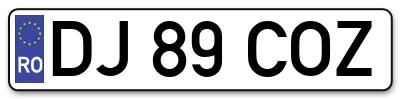 Placuta inmatriculare numar auto  DJ-89-COZ, DJ 89 COZ, DJ89COZ