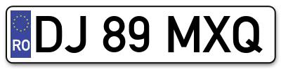 Placuta inmatriculare numar auto  DJ-89-MXQ, DJ 89 MXQ, DJ89MXQ