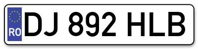 Placuta inmatriculare numar auto  DJ-892-HLB, DJ 892 HLB, DJ892HLB