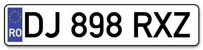 Placuta inmatriculare numar auto  DJ-898-RXZ, DJ 898 RXZ, DJ898RXZ