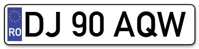 Placuta inmatriculare numar auto  DJ-90-AQW, DJ 90 AQW, DJ90AQW