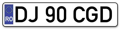 Placuta inmatriculare numar auto  DJ-90-CGD, DJ 90 CGD, DJ90CGD