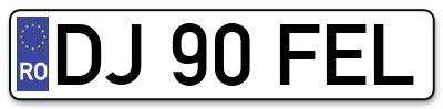 Placuta inmatriculare numar auto  DJ-90-FEL, DJ 90 FEL, DJ90FEL