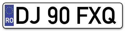 Placuta inmatriculare numar auto  DJ-90-FXQ, DJ 90 FXQ, DJ90FXQ