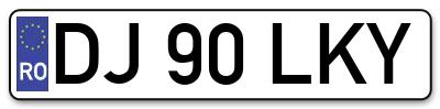 Placuta inmatriculare numar auto  DJ-90-LKY, DJ 90 LKY, DJ90LKY
