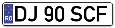 Placuta inmatriculare numar auto  DJ-90-SCF, DJ 90 SCF, DJ90SCF