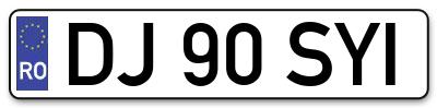 Placuta inmatriculare numar auto  DJ-90-SYI, DJ 90 SYI, DJ90SYI