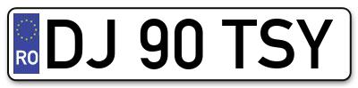Placuta inmatriculare numar auto  DJ-90-TSY, DJ 90 TSY, DJ90TSY