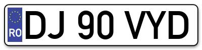 Placuta inmatriculare numar auto  DJ-90-VYD, DJ 90 VYD, DJ90VYD
