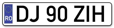Placuta inmatriculare numar auto  DJ-90-ZIH, DJ 90 ZIH, DJ90ZIH