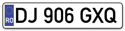 Placuta inmatriculare numar auto  DJ-906-GXQ, DJ 906 GXQ, DJ906GXQ